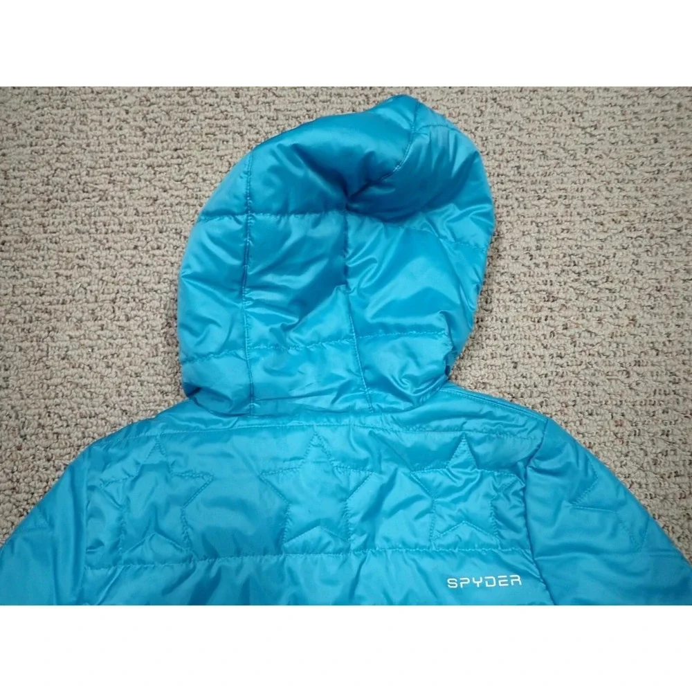 Spyder Puffer Jacket Girls Size M 10/12 Teal Purple Excellent‎ Hooded Insulated